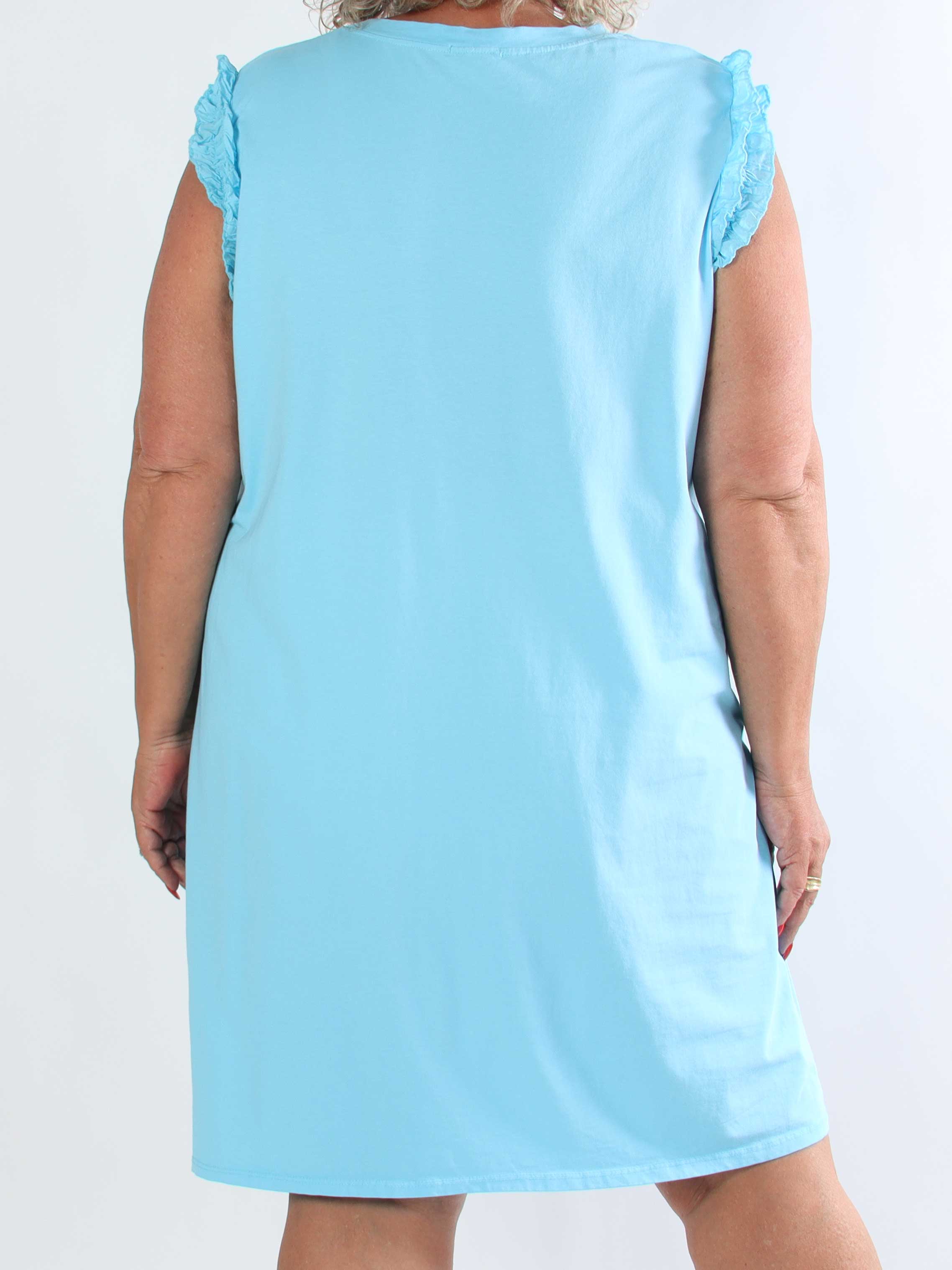 Riley - Plus size t-shirtkjole i blød bomuld med feminine rynkeærmer